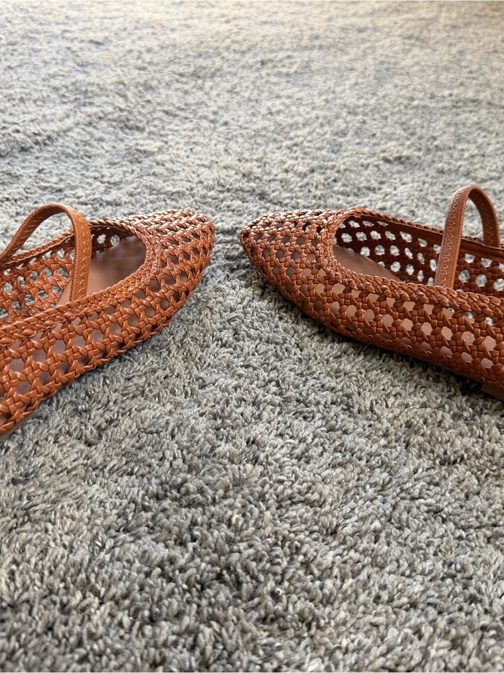 Woven Mary Jane Flats in Cognac Brown - Picture 6 of 7